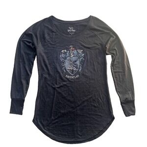 Harry Potter Ravenclaw Shirt Women's Small Charcoal Long Sleeve Jeweled Crest